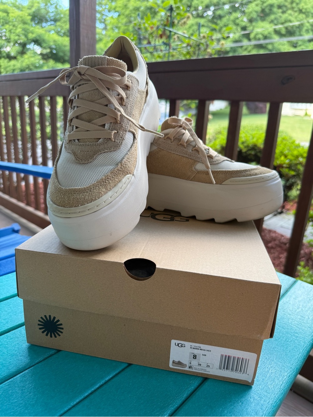 UGG Marin Mega Lace Platform Sneakers Women’s Size 8 Sand Beige
